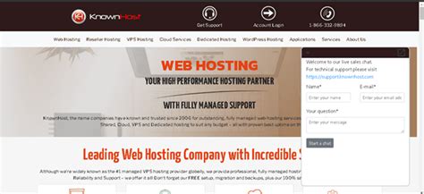 KnownHost customer support live chat interface