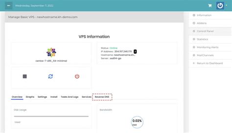 KnownHost managed VPS control panel