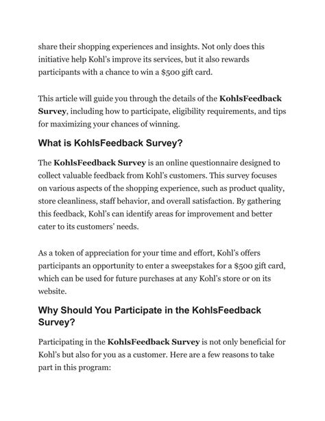 Kohl's Feedback Survey: A Comprehensive Guide for Valuable Insights