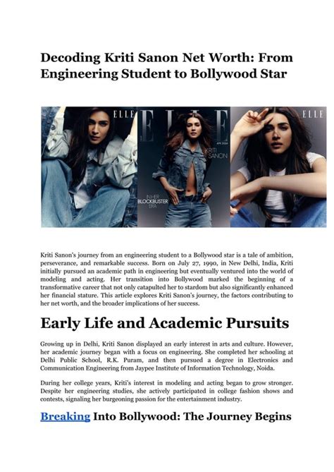 Kriti Sanon: From Engineering Student to Bollywood Star