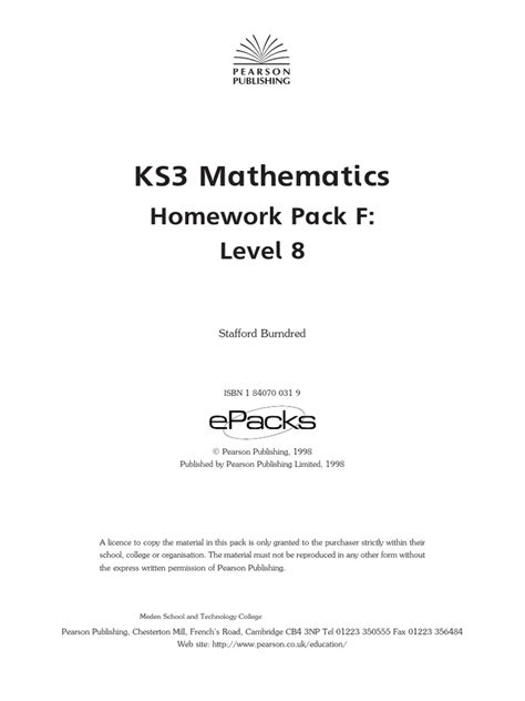 Ks3 mathematics homework pack answers Ebook Doc