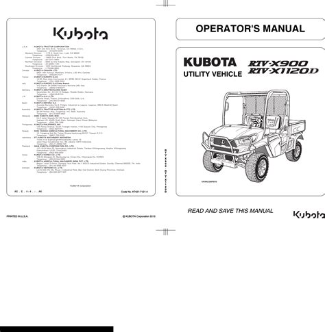 Kubota 4x4 Diesel Rtv 900 Owners Manual Ebook Epub