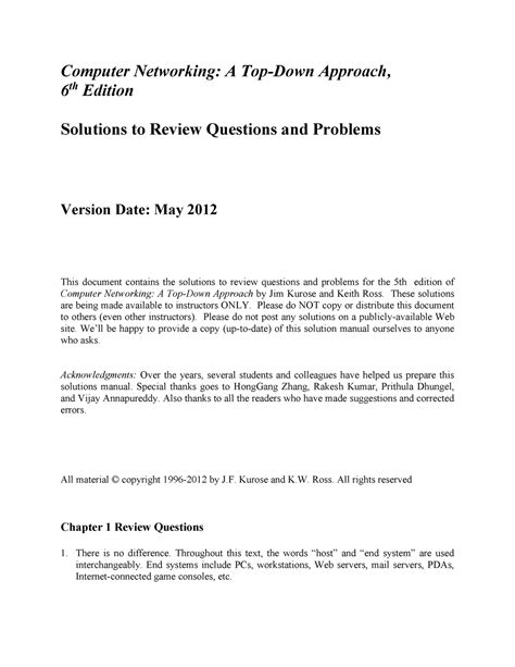 Kurose And Ross 6th Edition Solution Kindle Editon