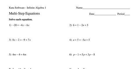 Kuta Software 2 Step Equations Answer Sheet Doc