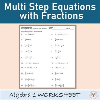 Kuta Software Multi Step Equations Answers Fractions Epub