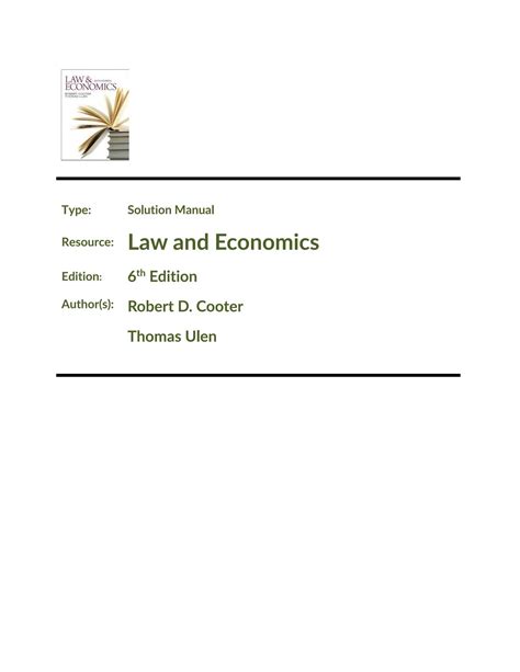 LAW AND ECONOMICS COOTER SOLUTION MANUAL Ebook Kindle Editon