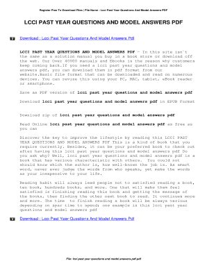 LCCI PAST YEAR QUESTIONS AND MODEL ANSWERS Ebook Kindle Editon