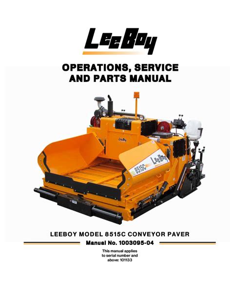 LEEBOY PAVERS SERVICE MANUAL 8515 DE 2005 Ebook PDF