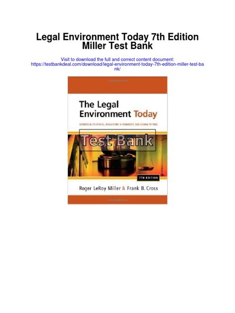 LEGAL ENVIRONMENT TODAY 7TH EDITION TESTBANK Ebook Reader