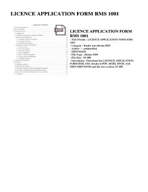 LICENCE APPLICATION FORM RMS 1001 Ebook PDF