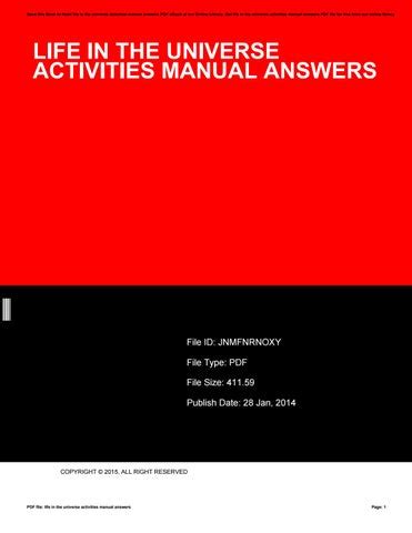 LIFE IN THE UNIVERSE ACTIVITIES MANUAL ANSWERS Ebook Reader