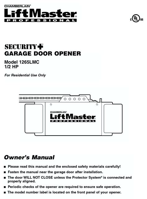 LIFTMASTER INSTALLATION MANUAL Ebook PDF