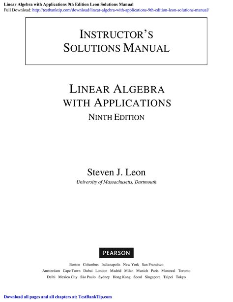 LINEAR ALGEBRA WITH APPLICATIONS LEON 8TH EDITION SOLUTIONS MANUAL Ebook Doc