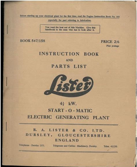 LISTER START O MATIC MANUAL Ebook Doc