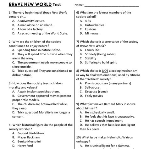 LITERATURE BRAVE NEW WORLD MULTIPLE CHOICE QUESTIONS Ebook Reader