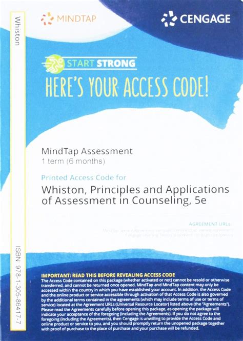 LMS Integrated MindTap Counseling 1 term 6 months Printed Access Card for Whiston s Principles and Applications of Assessment in Counseling 5th Doc