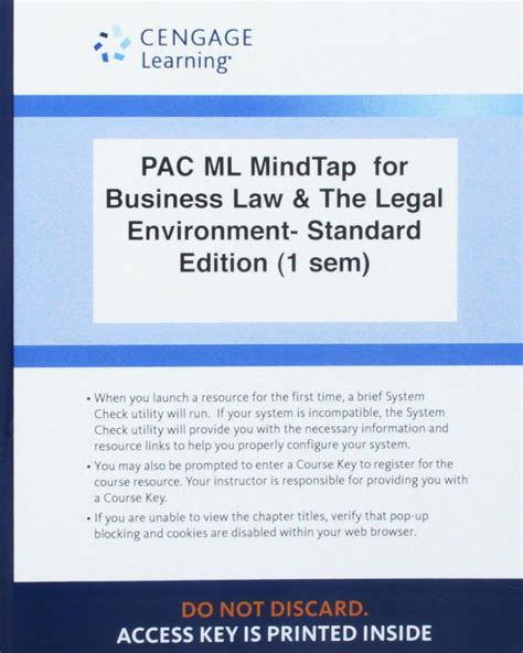 LMS Integrated for MindTap Business Law 1 term 6 months Printed Access Card for Beatty Samuelson s Business Law and the Legal Environment Standard Edition 7th Epub