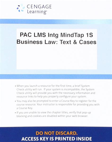 LMS Integrated for MindTap Business Law 1 term 6 months Printed Access Card for Miller s Cengage Advantage Books Business Law Today The Essentials Text and Summarized Cases 11th PDF