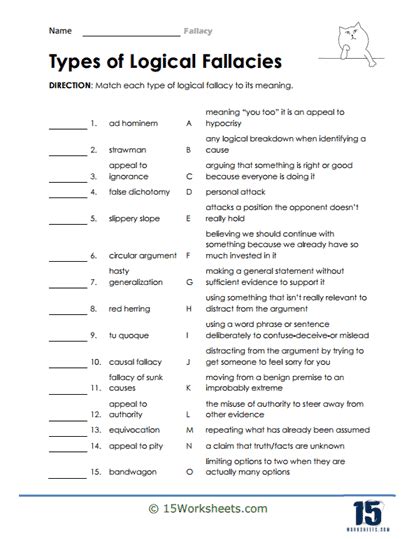 LOGICAL FALLACIES WORKSHEET WITH ANSWERS Ebook Epub