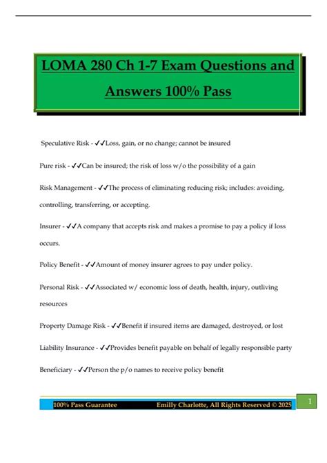 LOMA 280 EXAM SAMPLE QUESTIONS Ebook Reader