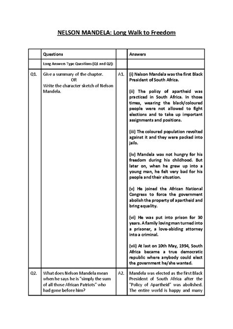 LONG WALK TO FREEDOM STUDY QUESTIONS ANSWERS Ebook Epub