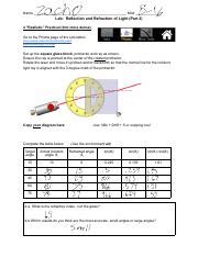 Lab 11 Reflection Refraction Answer Key PDF