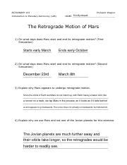 Lab Activity Retrograde Motion Of Mars Answers PDF