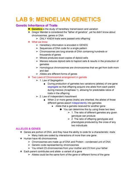 Lab Topic 9 Mendelian Genetics Answers Epub