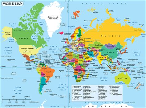 Labeled Map Of World Printable