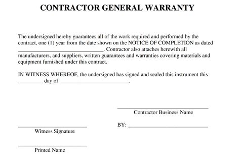 Labor Warranty Template