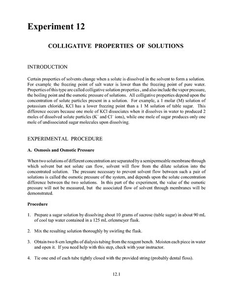 Laboratory 12 Properties Of Solutions Introduction Discussion PDF