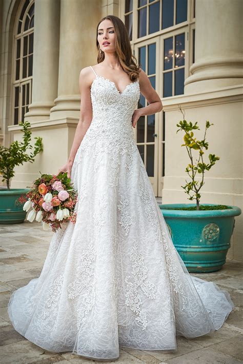 Lace A-Line Gown with Beaded Waist