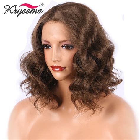 Lace Front Bob Wavy 8" Brown Wigs For Women