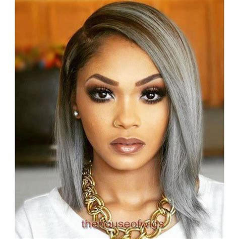 Lace Front Bobs Grey Short Ladies Human Hair Wigs