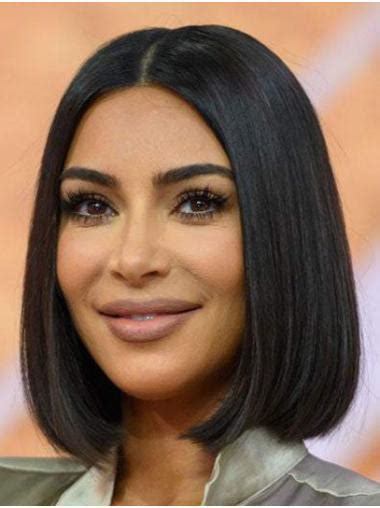 Lace Front Chin Length Black Straight Bobs Kim Kardashian Wigs