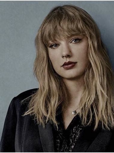 Lace Front Shoulder Length Blonde Wavy With Bangs Taylor Swift Wigs