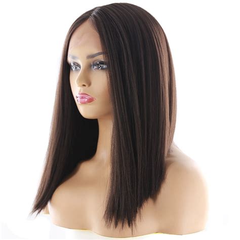 Lace Front Straight Synthetic Durable Medium Wigs