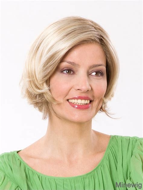 Lace Front Synthetic 9" Straight Platinum Blonde Chin Length Bob Fashion Wigs