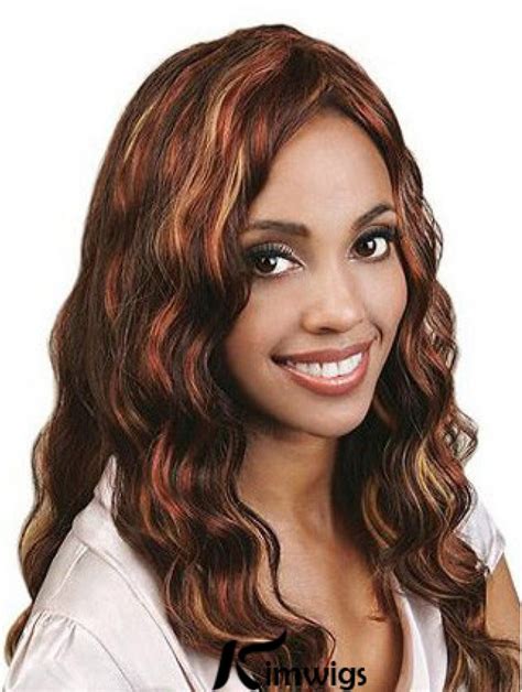 Lace Front Without Bangs 20" Wavy Auburn Wigs Long