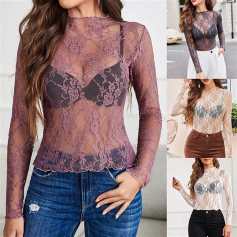 Lace sheer tops: