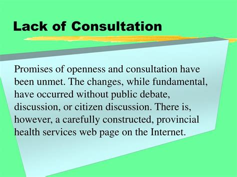 Lack of Consultation: