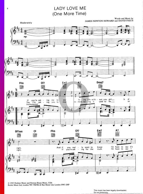 Lady Love Me One More Time George Benson Piano Vocal Sheet Music PDF