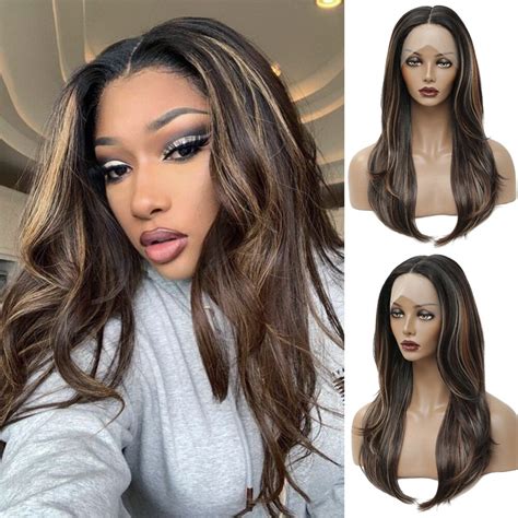 Ladys Wigs Natural Lace Front Brown Synthetic Straight Lob Wigs