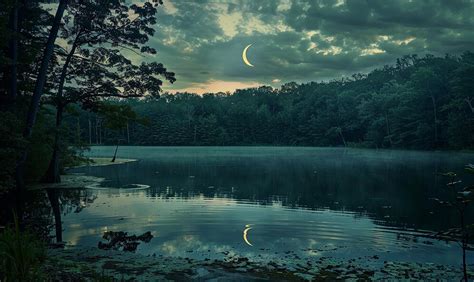 Lakeside Tranquility Under Moonlight