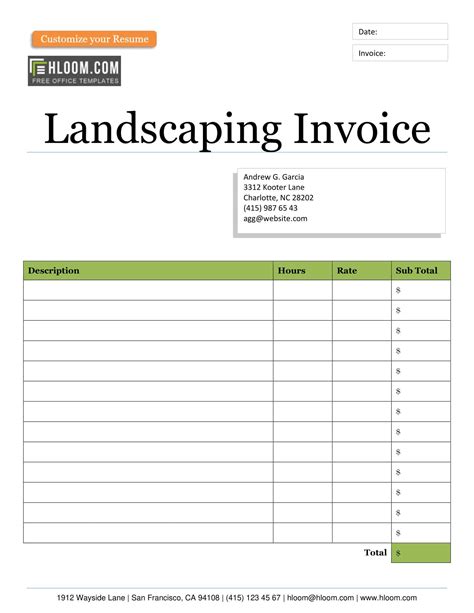 Landscape Invoice Template
