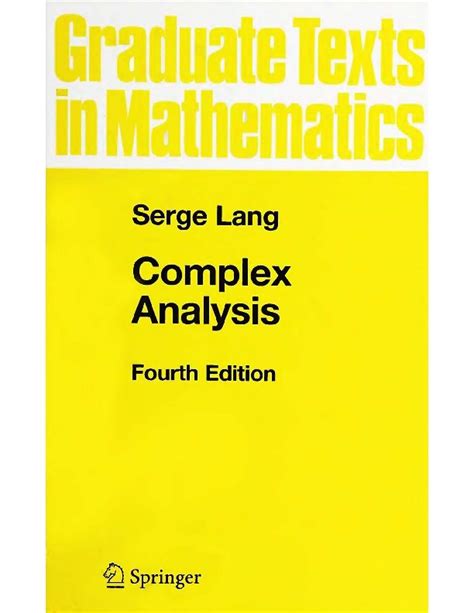 Lang Complex Analysis Solutions Epub