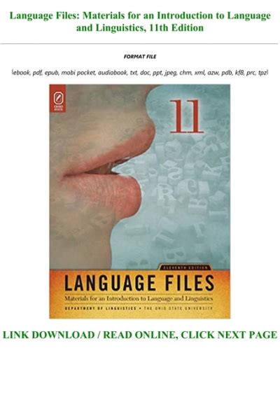 Language Files Linguistics 11th Edition Ebook Epub