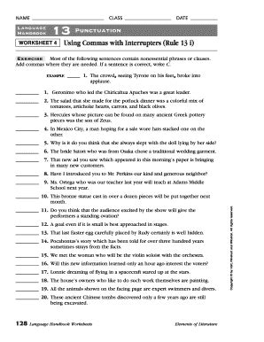 Language Handbook 12 Punctuation Commas Answer Key Reader