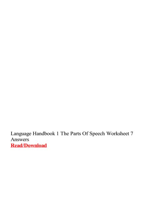 Language Handbook Worksheet 7 Answers Reader