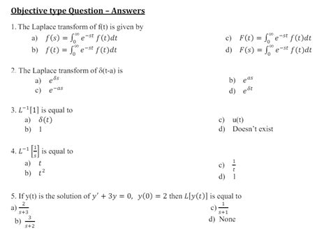 Laplace Basics Objective Question With Answers Reader